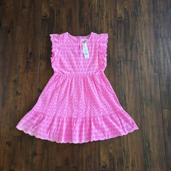 Vineyard Vines Allamanda Pink Wave Floral Eyelet Dress Size 12 - Picture 6 of 11
